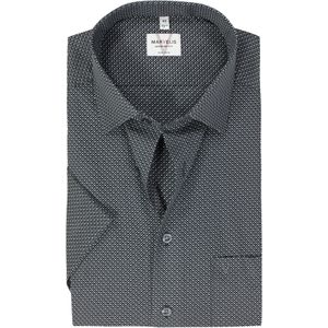 MARVELIS modern fit overhemd, korte mouw, popeline, zwart dessin