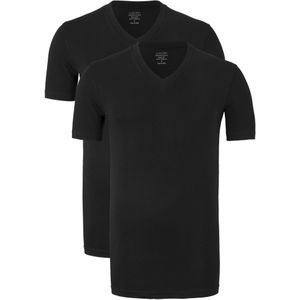 Claesen's Basics T-shirts (2-pack), heren T-shirts V-hals, zwart -  Maat: S