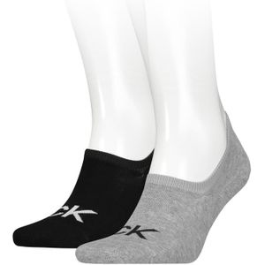 Calvin Klein Footie High Cut Logo (2-pack), heren onzichtbare sokken, grijs melange dessin -  Maat: 39-42