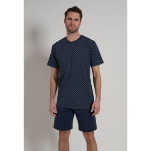 BUGATTI heren shortama O-hals, donkerblauw dessin -  Maat: L