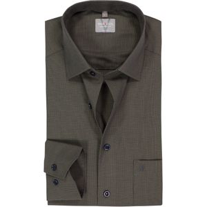 MARVELIS - Comfort Fit - Overhemd - Olijfgroen - Strijkvrij
