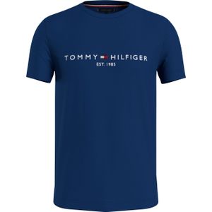 Tommy Hilfiger Tommy Logo Tee, heren T-shirt korte mouw O-hals, donker kobaltblauw -  Maat: M