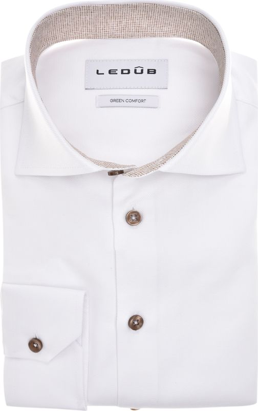 Ledub modern fit overhemd, mouwlengte 72 cm, twill, wit