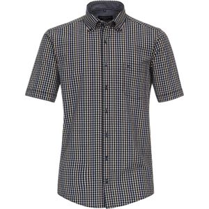 CASA MODA - Sport Casual Fit Overhemd - Blauw Geruit - Korte Mouw - Strijkvriendelijk