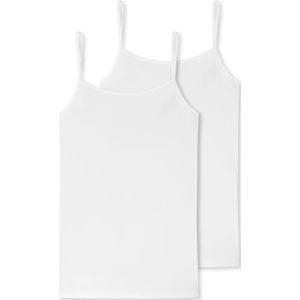 SCHIESSER 95/5 singlet (2-pack), dames spaghettitop biologisch katoen wit -  Maat: 48