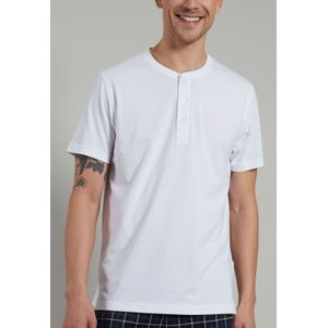 Ceceba heren T-shirt korte mouw met O-hals en knoopjes (1-pack), wit -  Maat: XL