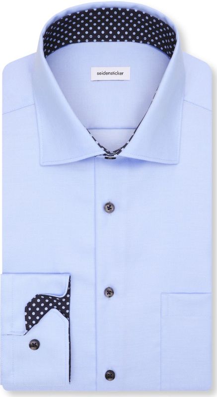 Seidensticker regular fit overhemd, mouwlengte 7, popeline, blauw