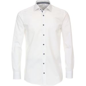 VENTI modern fit overhemd - twill - wit - Strijkvriendelijk - Boordmaat: 36