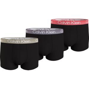Calvin Klein trunks (3-pack), heren boxers kort, zwart met gekleurde tailleband -  Maat: XL