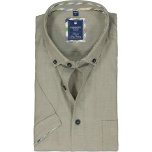 Overhemd - Groen - 100% Katoen - Korte Mouwen - Button Down Kraag