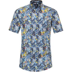 3 voor 99 | Redmond comfort fit overhemd, korte mouw, popeline, blauw dessin