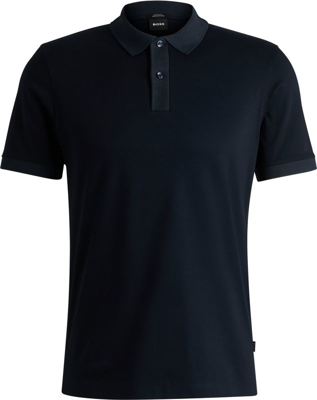 BOSS - Phillipson - Poloshirt - Donkerblauw - 100% Katoen, Slim Fit, Korte Mouwen