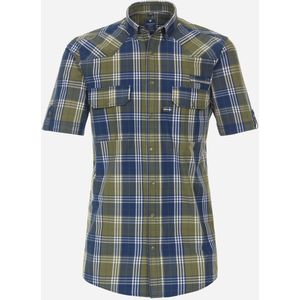 3 voor 99 | Redmond comfort fit overhemd, korte mouw, popeline, groen geruit 41/42