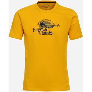 Redmond regular fit T-shirt, korte mouw O-hals, geel (met print)