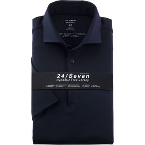 OLYMP 24/7 No. 6 Six super slim fit overhemd, korte mouw, tricot, marineblauw 37