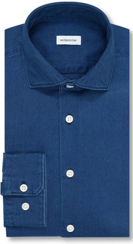Seidensticker regular fit overhemd, twill, blauw