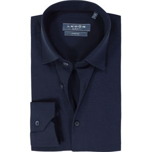 Ledub slim fit overhemd, mouwlengte 72 cm, jersey, donkerblauw