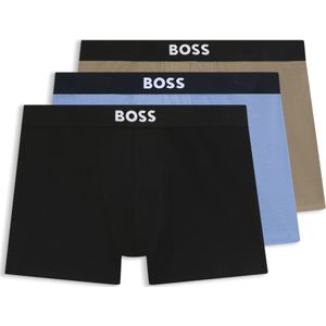 HUGO BOSS ONE boxer briefs (3-pack), heren boxers normale lengte, zwart, olijfgroen, middenblauw