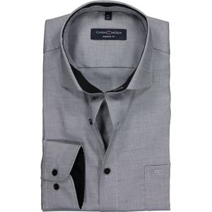 CASA MODA modern fit overhemd, zwart met grijs en wit structuur (contrast) 40