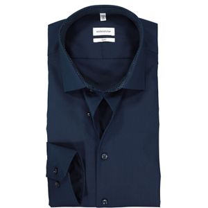 Seidensticker slim fit overhemd, donkerblauw (gestipt contrast) 45