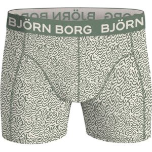 Bjorn Borg Cotton Stretch boxers, heren boxers normale lengte (1-pack), groen met wit dessin