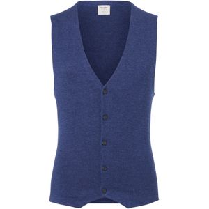 OLYMP Level 5 body fit gilet, wol met zijde, jeans blauw mouwloos vest -  Maat: L