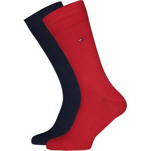 Tommy Hilfiger Classic Socks (2-pack), herensokken katoen, rood en blauw -  Maat: 43-46