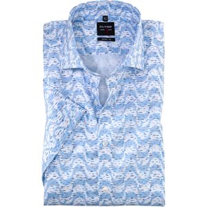 OLYMP Level 5 body fit overhemd, korte mouw, popeline, bleu dessin