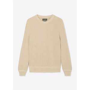 Marc O'Polo relaxed fit pullover, heren trui katoen met O-hals, wit (middeldik) -  Maat: S