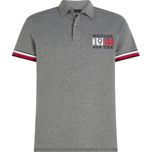 Tommy Hilfiger slim fit heren polo, New York Flag Slim Polo, grijs