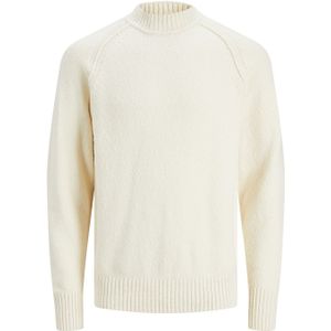 JACK & JONES Lucas knit mock neck slim fit, heren pullover katoenmengsel met turtleneck, wit -  Maat: L