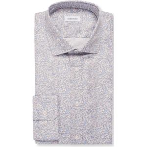 Seidensticker regular fit overhemd, popeline, blauw dessin