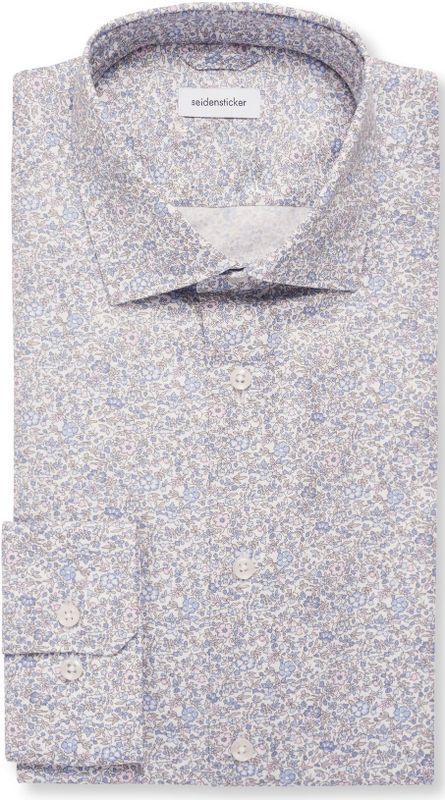 Seidensticker regular fit overhemd, popeline, blauw dessin