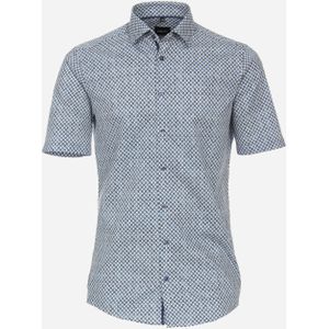 VENTI modern fit overhemd, korte mouw, popeline, blauw dessin 41