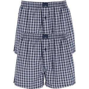 Gotzburg boxershorts geweven (2-pack), heren boxers katoen wijd model, blauw geruit -  Maat: XXL