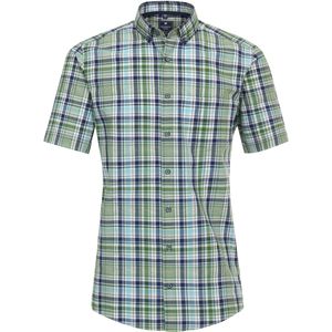 3 voor 99 | Redmond comfort fit overhemd, korte mouw, seersucker, groen geruit