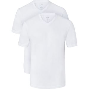 OLYMP T-shirts (2-pack), V-hals, wit -  Maat: 4XL