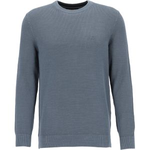 Marc O'Polo regular fit pullover, heren trui katoen met O-hals, middenblauw (middeldik)