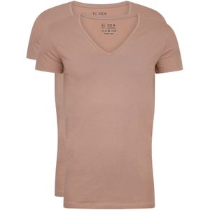 RJ Bodywear Everyday Nijmegen T-shirts (2-pack), heren stretch T-shirts diepe V-hals, huidskleur -  Maat: L