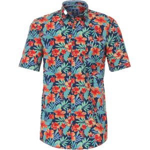 3 voor 99 | Redmond modern fit overhemd, korte mouw, popeline, blauw dessin