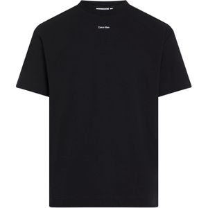 Calvin Klein Nano Logo Interlock T-shirt, heren T-shirt korte mouw O-hals, zwart