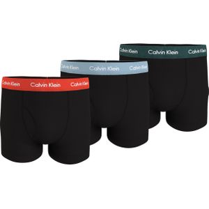 Calvin Klein Trunk (3-pack), heren boxers normale lengte, zwart met gekleurde tailleband