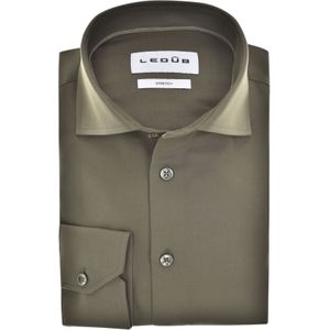 Ledub modern fit overhemd, popeline, donkergroen