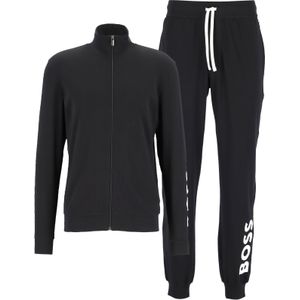 HUGO BOSS Long Set, heren pyjamaset of huispak in joggingstijl, zwart met witte logo's -  Maat: S