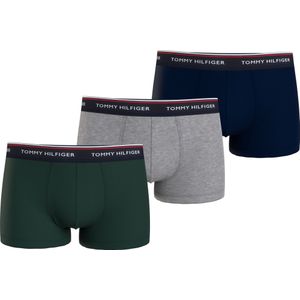 Tommy Hilfiger trunk (3-pack), heren boxers normale lengte, groen, grijs, blauw -  Maat: M