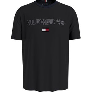 Tommy Hilfiger Hilfiger 85 Tee, heren T-shirt korte mouw O-hals, zwart