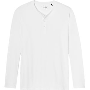 SCHIESSER Mix+Relax T-shirt, lange mouw O-hals met knoopjes, wit -  Maat: XL