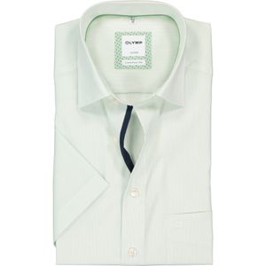 OLYMP Luxor comfort fit overhemd, korte mouw, groen met wit gestreept (contrast) 47