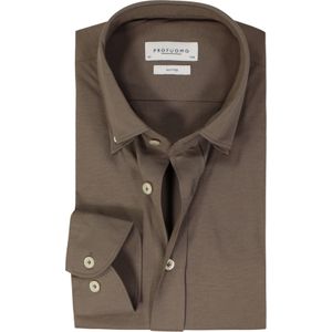Profuomo slim fit heren overhemd, jersey, bruin