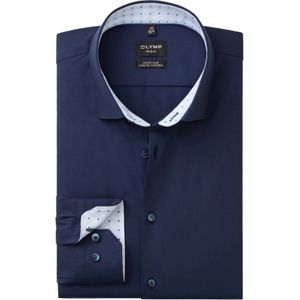 OLYMP 24/7 No. 6 Six super slim fit overhemd, twill, marine blauw